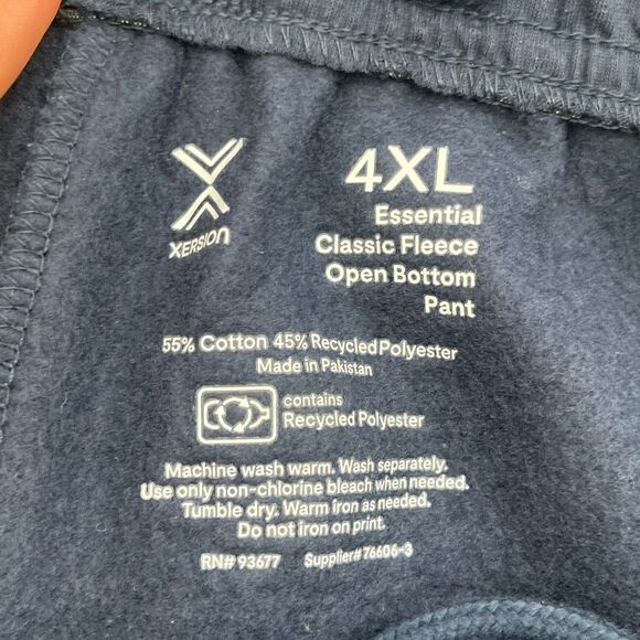NWT XERSION Men’s Fleece Sweatpants 4XL Navy Blue Open Bottom Super Soft Pockets - Picture 6 of 14